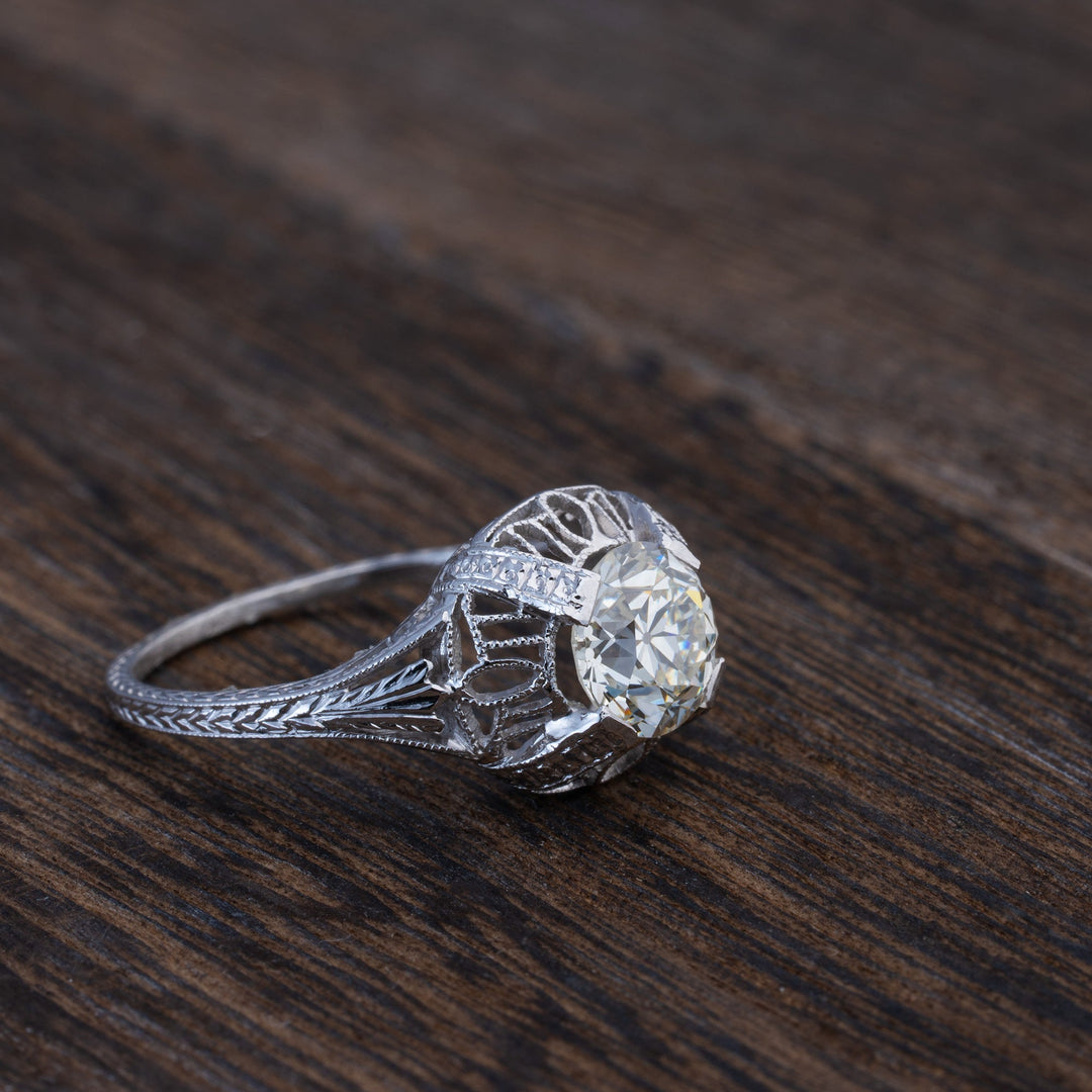 Art Deco 1.14cts Old European Diamond Solitaire Engagement Ring - Elite Fine Jewelers