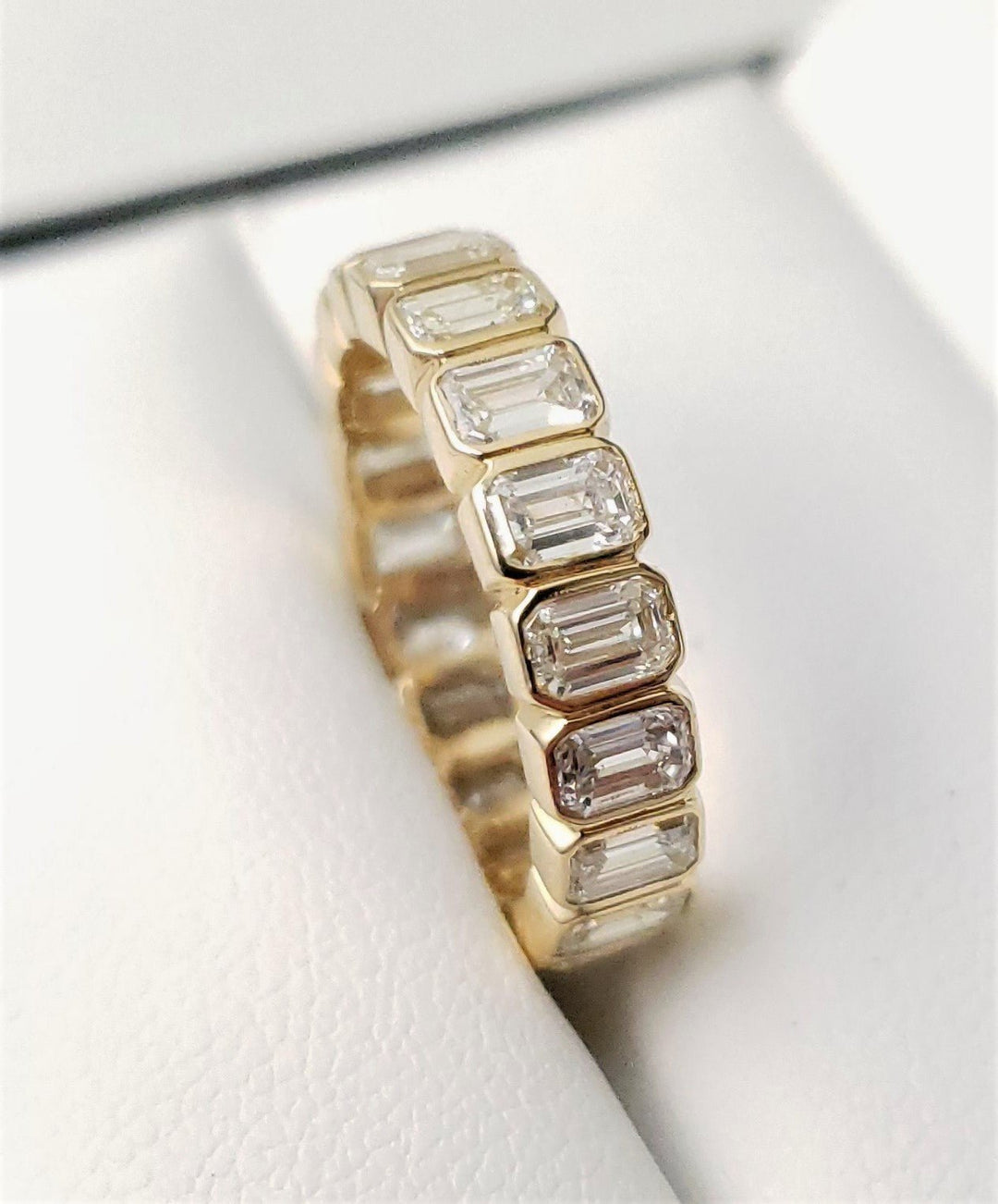 14K Bezel Set Emerald Cut Diamond Eternity Band - Elite Fine Jewelers