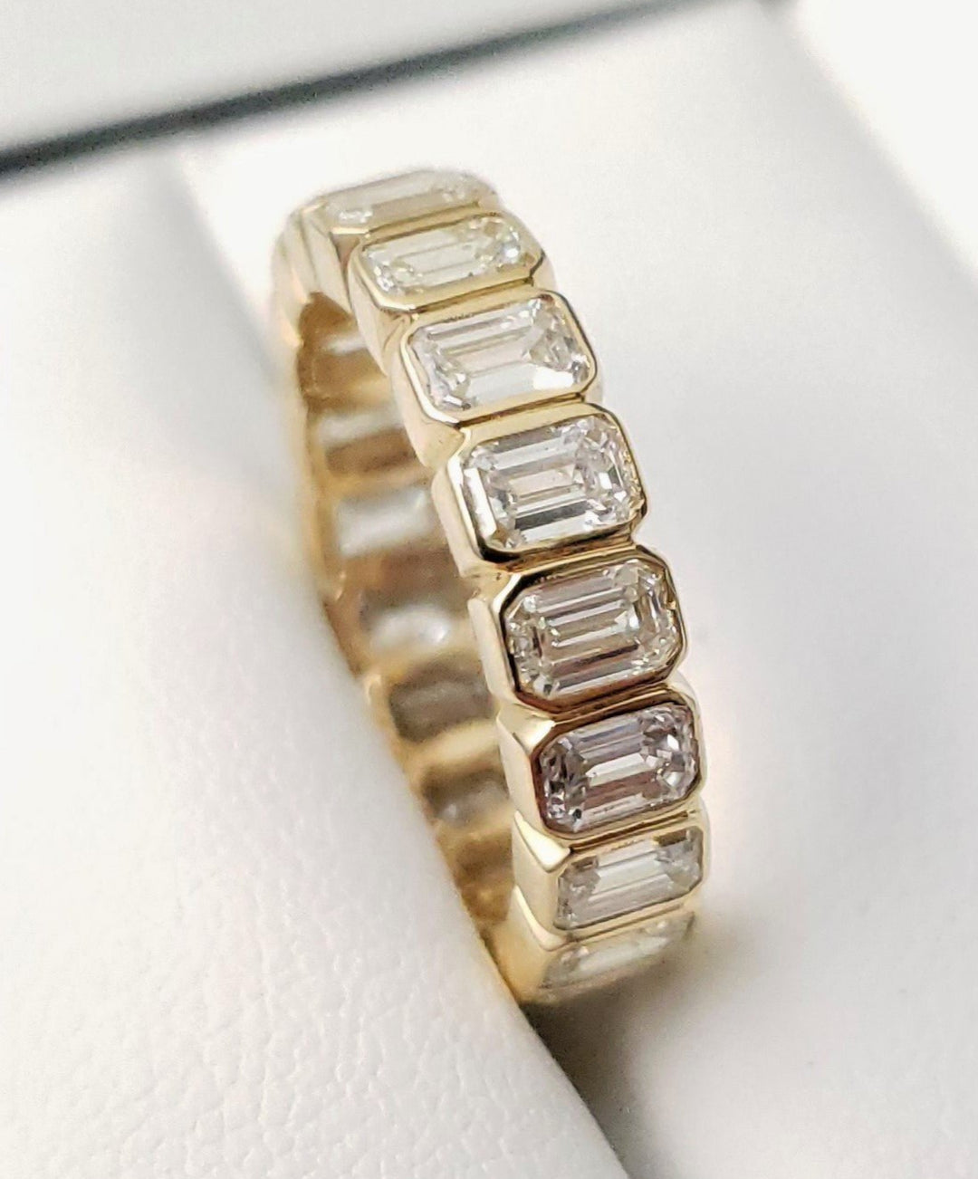 14K Bezel Set Emerald Cut Diamond Eternity Band - Elite Fine Jewelers