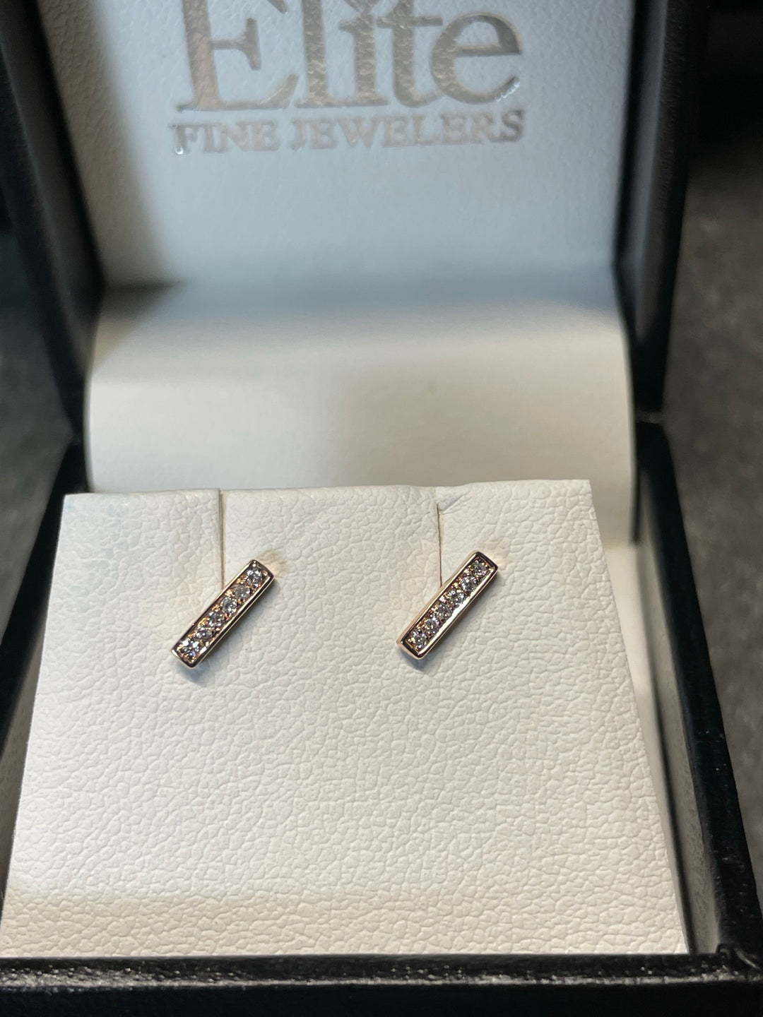 14k Diamond Bar Earrings - Elite Fine Jewelers