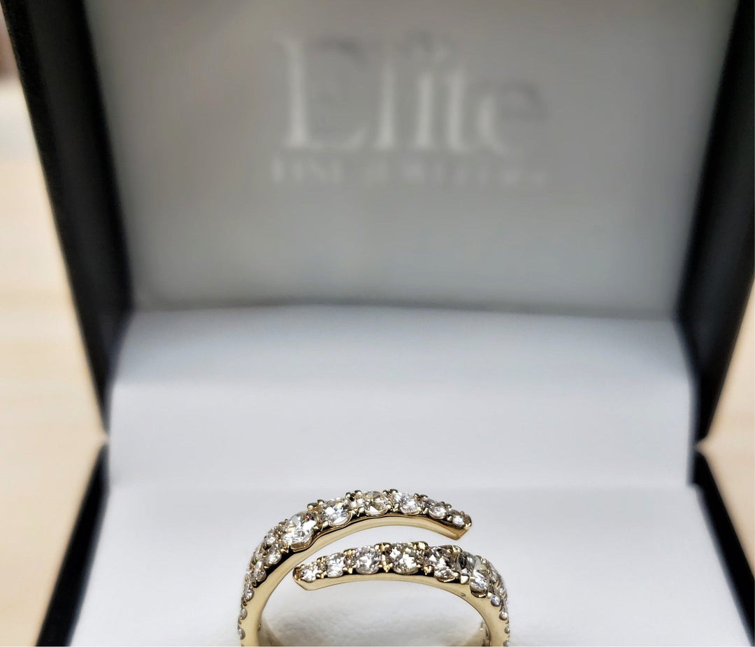 14k Diamond Bypass Wrap Yellow Gold Ring- Elite Fine Jewelers