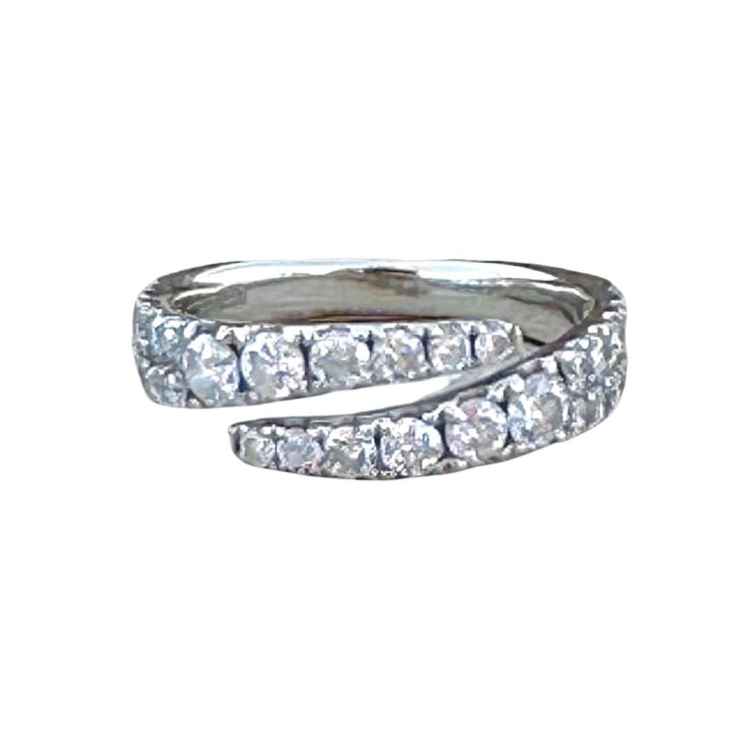 14k Diamond Bypass Wrap Ring in White gold - Elite Fine Jewelers