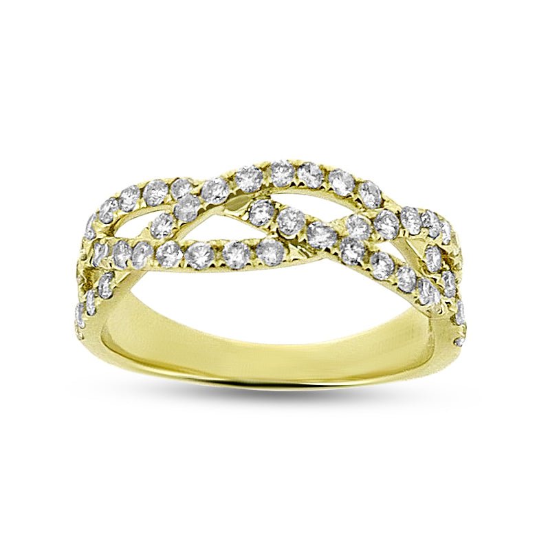 14K Gold Diamond Criss-Cross Fashion Ring - Elite Fine Jewelers
