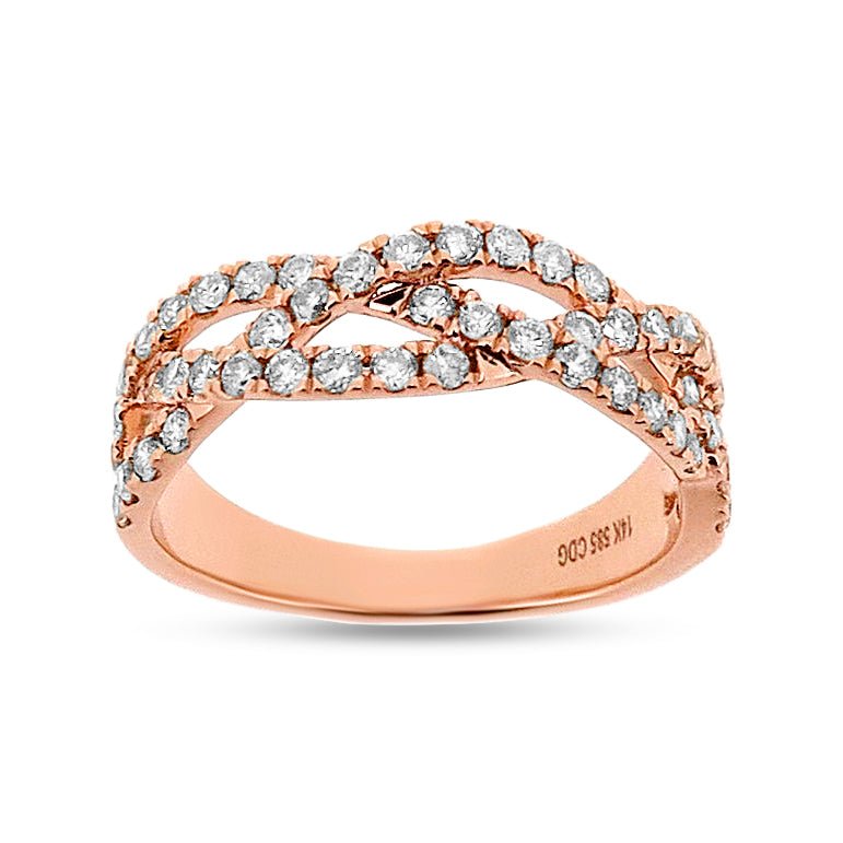 14K Gold Diamond Criss-Cross Fashion Ring - Elite Fine Jewelers