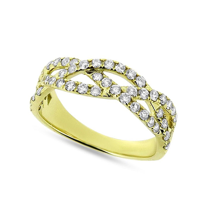 14K Gold Diamond Criss-Cross Ring - Elite Fine Jewelers