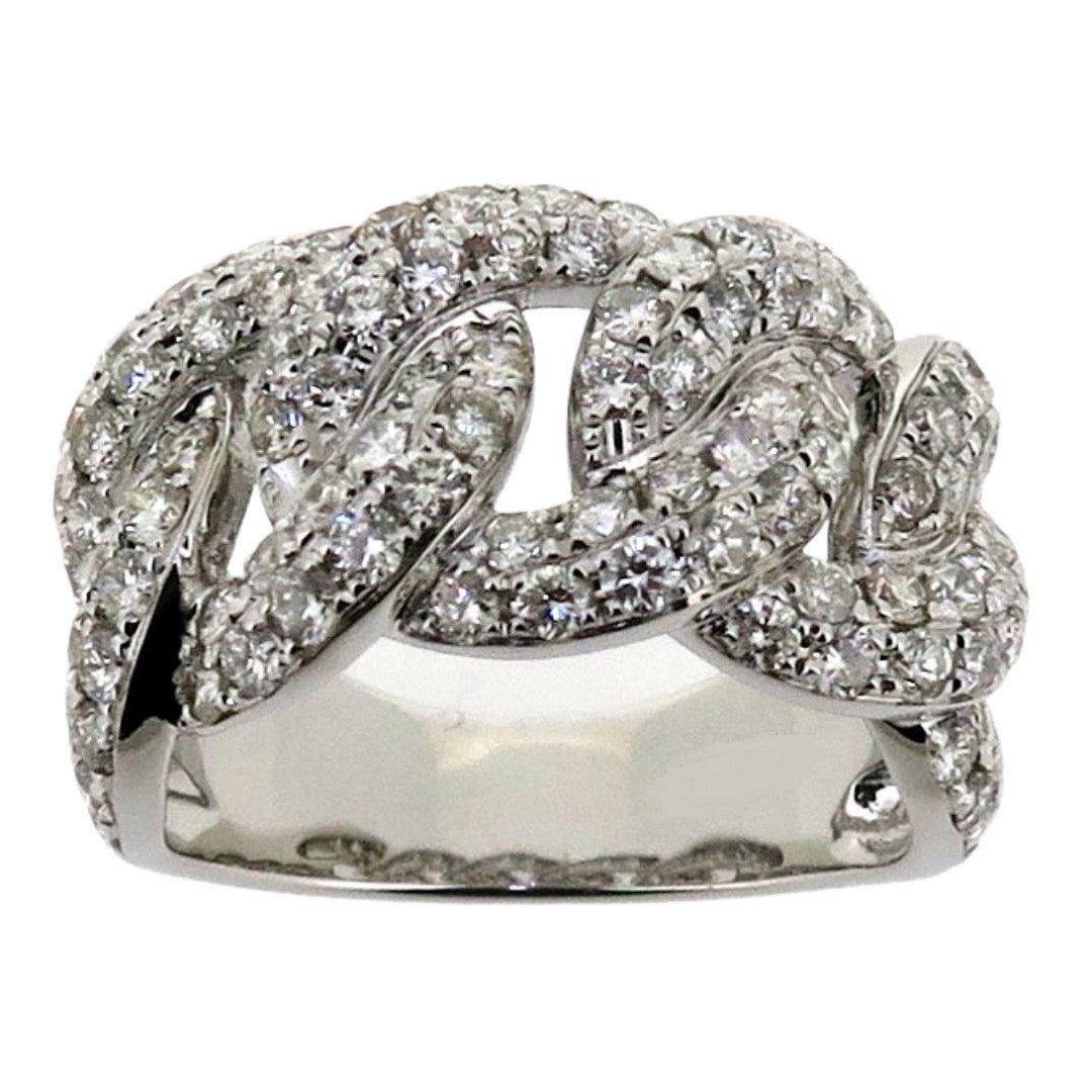 14K Gold Diamond Cuban Link Ring - Elite Fine Jewelers