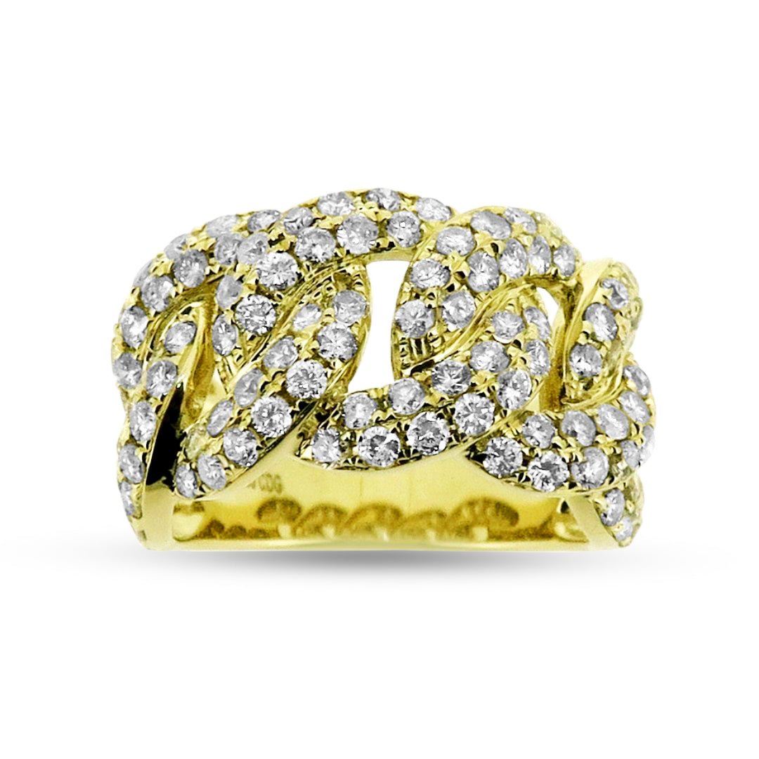 14K Gold Diamond Cuban Link Ring - Elite Fine Jewelers