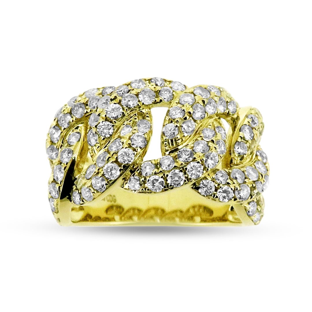 Buy 14k Yellow Gold Solid Fully Iced Diamond Cuban Ring 1.61ct Online at SO  ICY JEWELRY