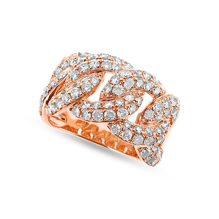 14K Gold Diamond Cuban Link Ring - Elite Fine Jewelers