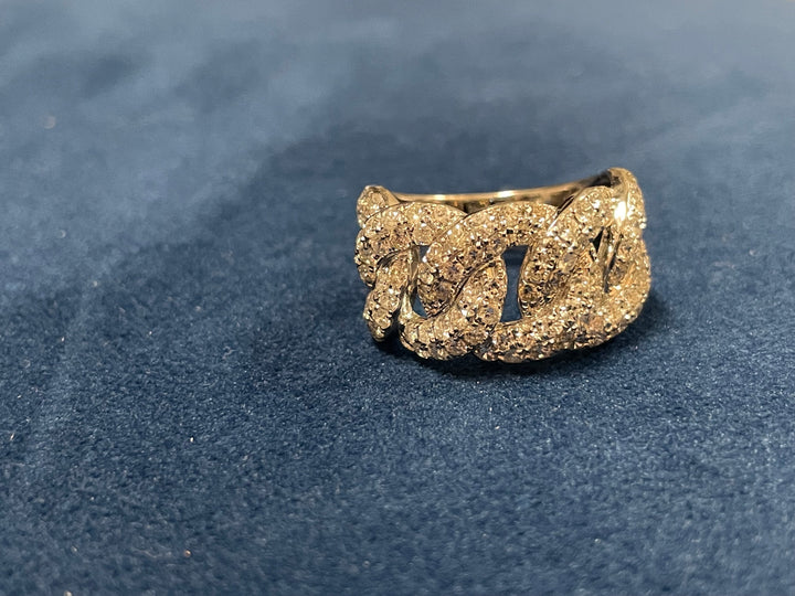 14K Gold Diamond Cuban Link Ring - Elite Fine Jewelers