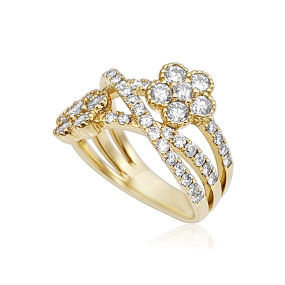 14k Gold Diamond Flower Ring - Elite Fine Jewelers