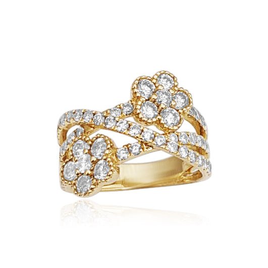 14k Gold Diamond Flower Fashion Ring - Elite Fine Jewelers