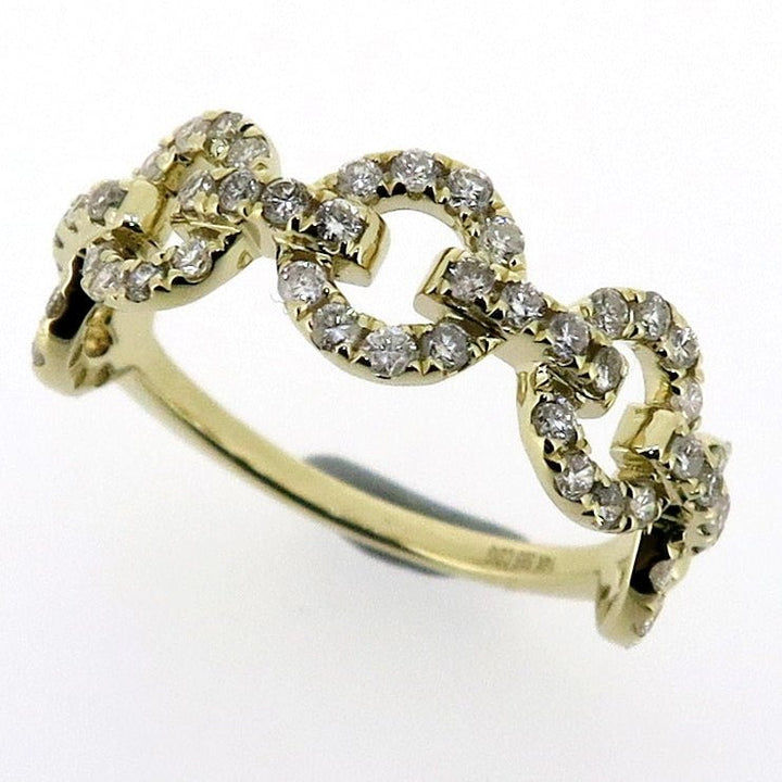 14K Gold Diamond Rolo Chain Link Ring - Elite Fine Jewelers
