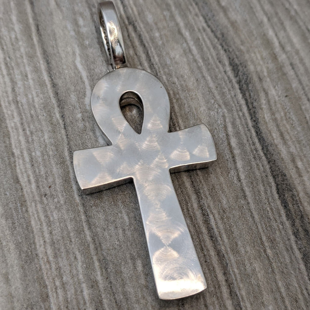 14k white gold and diamond ankh with 3 carats in diamonds - Elite Fine Jewelers
