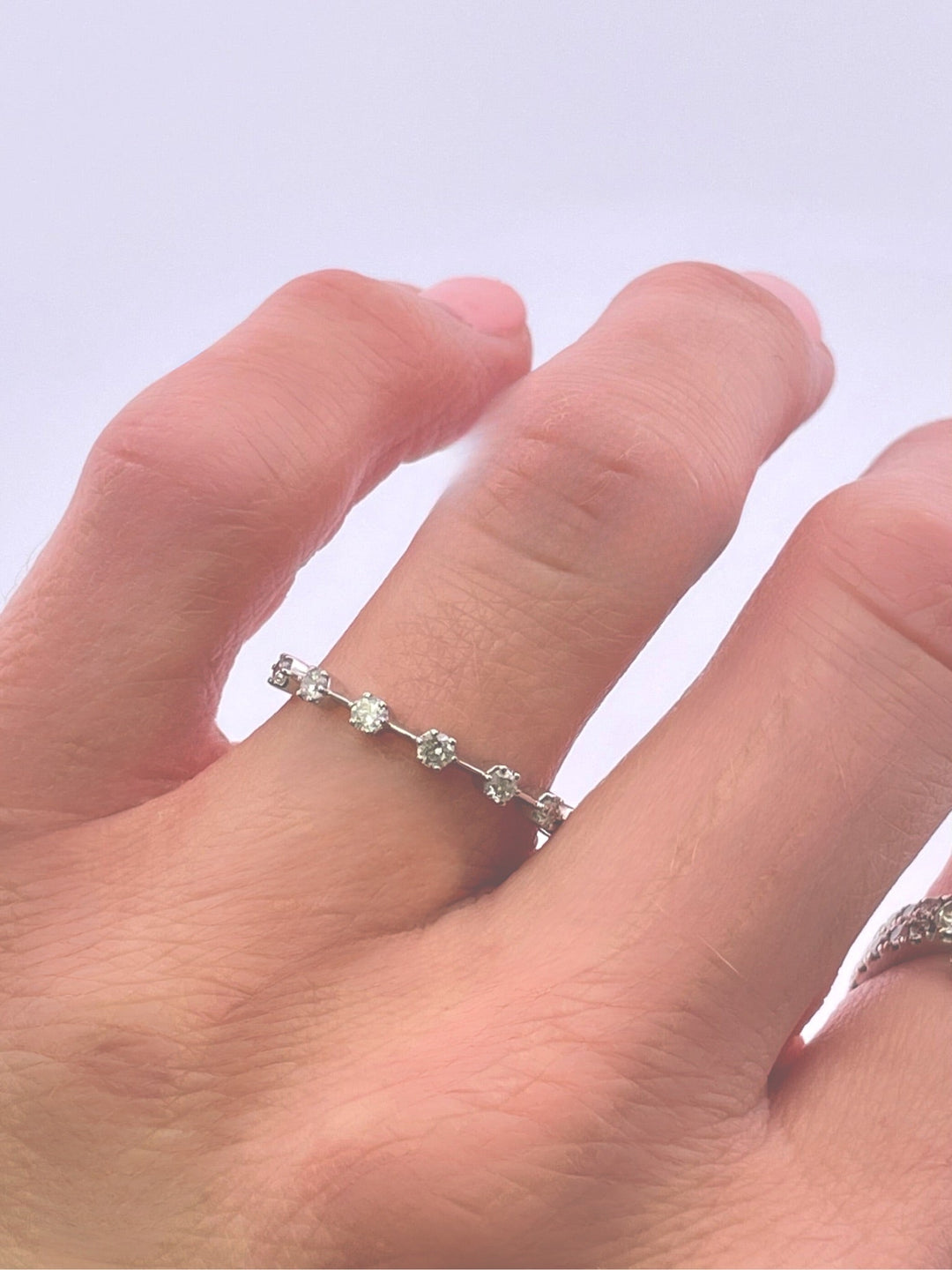 14k White Gold Hexagon Cut Diamond Eternity Band - Elite Fine Jewelers