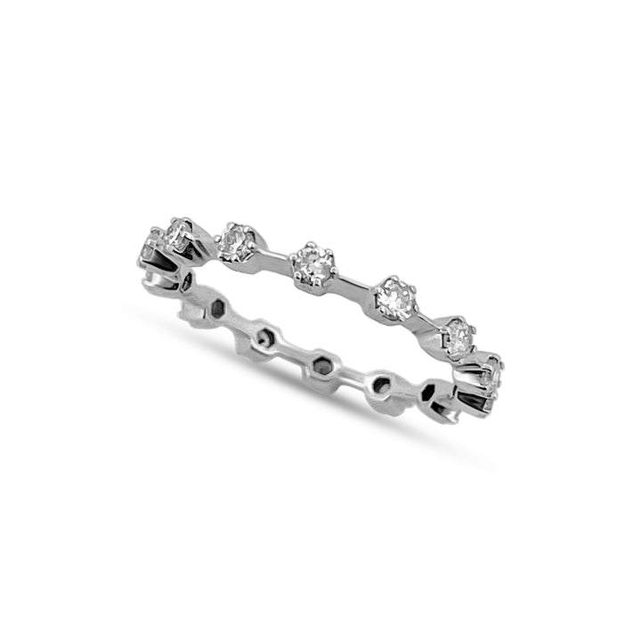14k White Gold Hexagon Cut Diamond Eternity Band - Elite Fine Jewelers