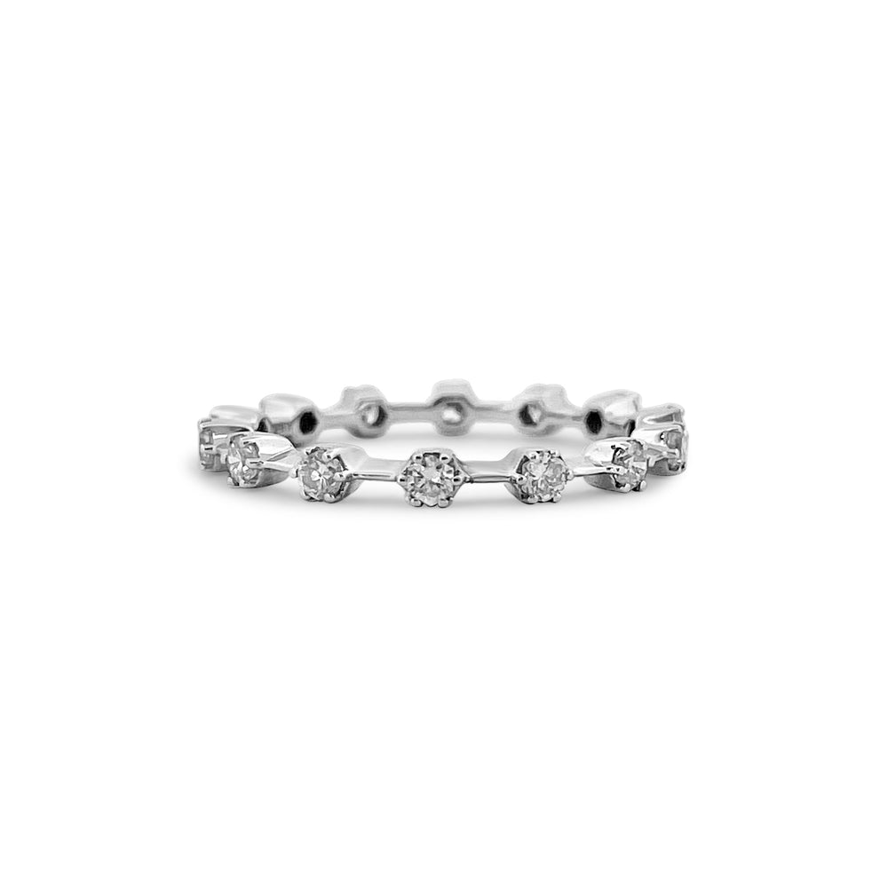 14k White Gold Hexagon Cut Diamond Eternity Band - Elite Fine Jewelers