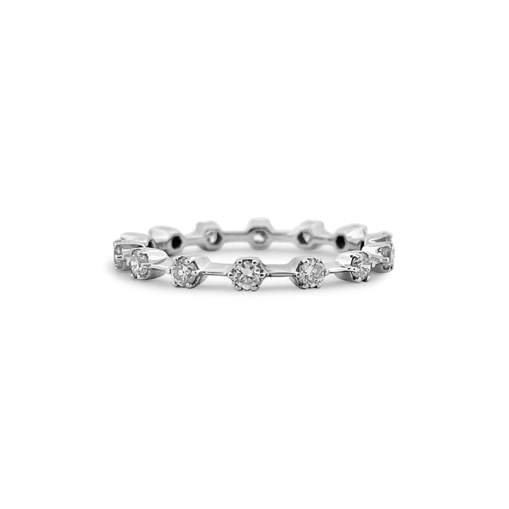14k White Gold Hexagon Cut Diamond Eternity Band - Elite Fine Jewelers