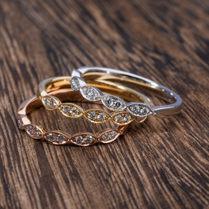 Stackable 18k gold diamond bands