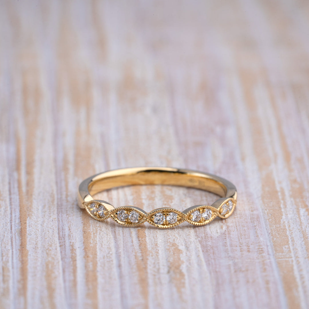 14k yellow gold stackable diamond ring