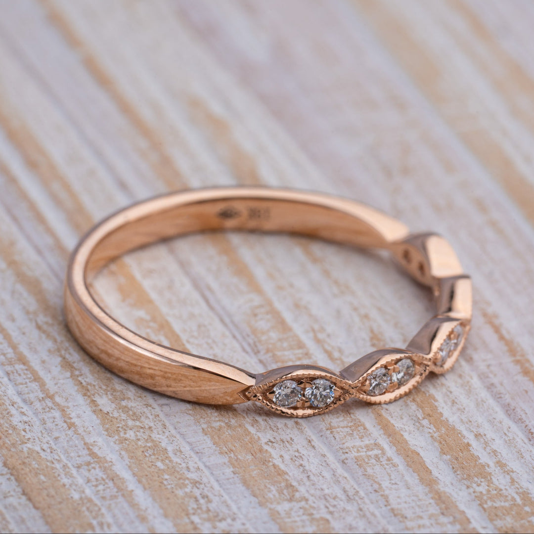 18k rose gold diamond stackable ring
