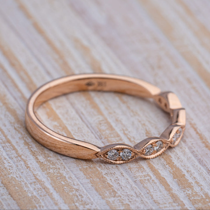 18k rose gold diamond stackable ring