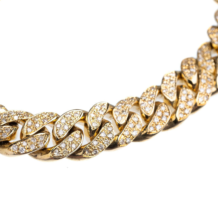 14Kt Yellow Gold Cuban Link Bracelet with 4CTW Diamonds - Elite Fine Jewelers