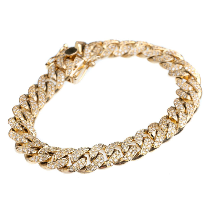14Kt Yellow Gold Cuban Link Bracelet with 4CTW Diamonds - Elite Fine Jewelers