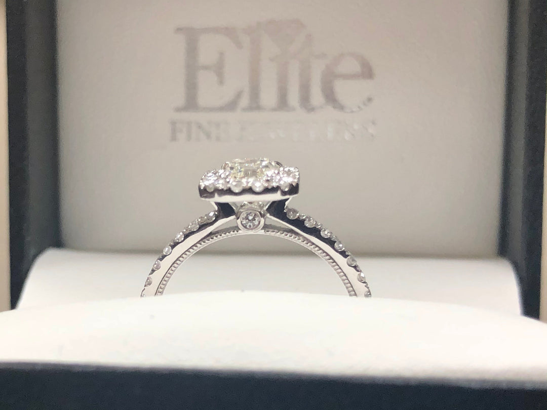 1.50 CTW Emerald Halo Diamond Engagement Ring - Elite Fine Jewelers