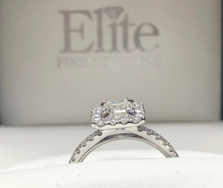 1.50 CTW Emerald Halo Diamond Engagement Ring - Elite Fine Jewelers