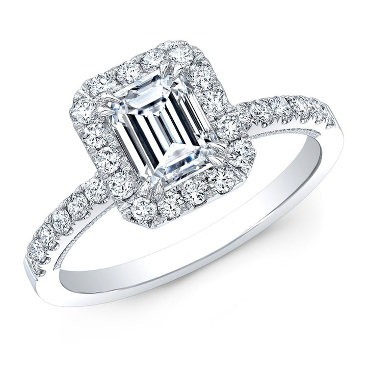 1.50 CTW Emerald Halo Diamond Engagement Ring - Elite Fine Jewelers