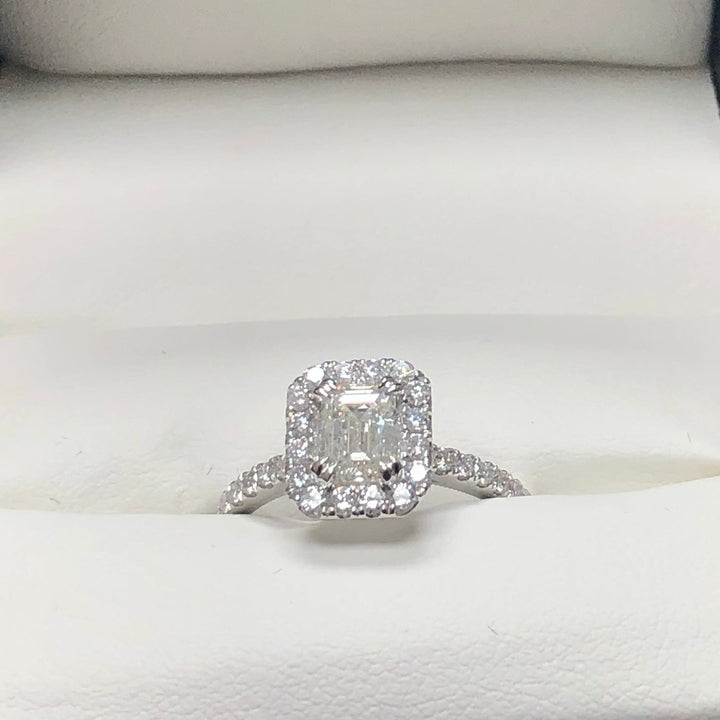 1.50 CTW Emerald Halo Diamond Engagement Ring - Elite Fine Jewelers