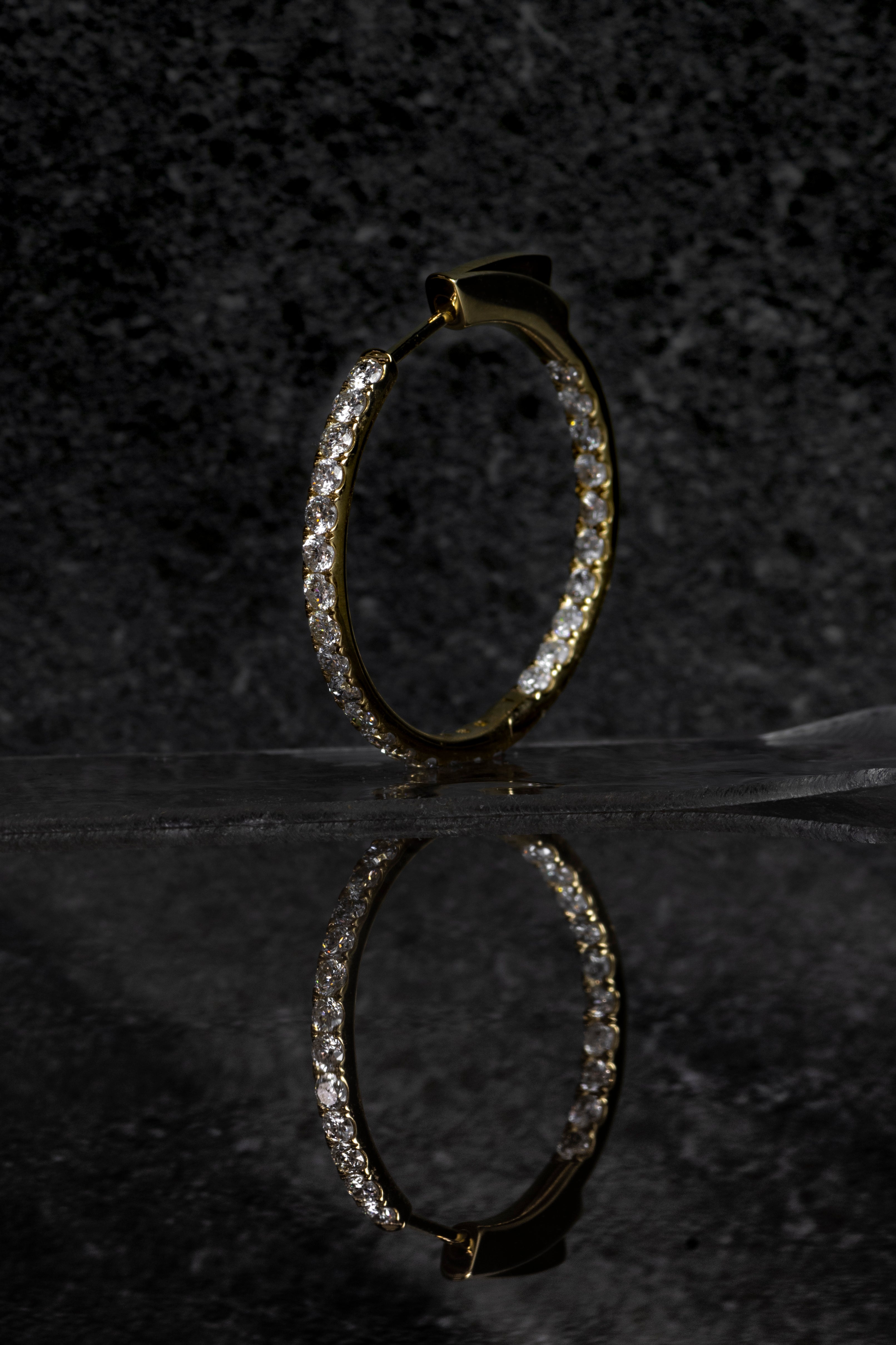 Natural 1 Carat TW Diamond Eternity Inside Out 18mm Hoop Earrings – ASSAY