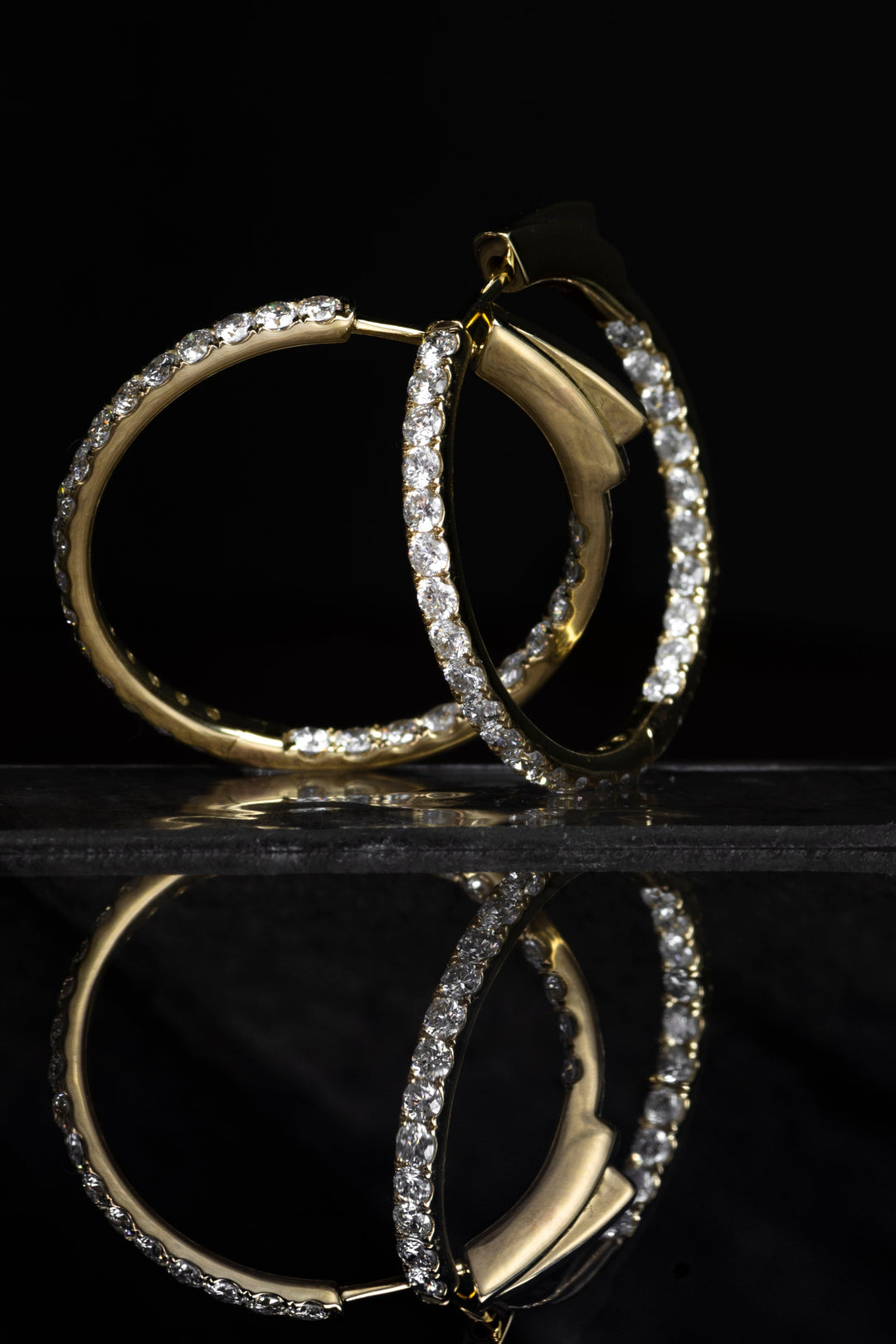1.79ctw Diamond Eternity Hoops / Inside Out Diamond Hoop Earrings - Elite Fine Jewelers