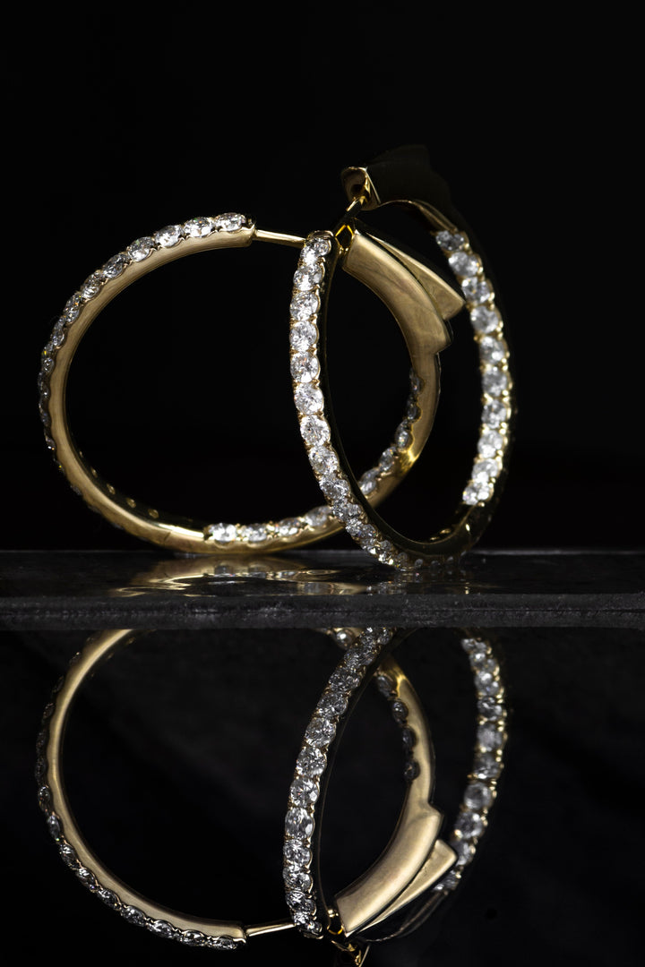 1.79ctw Diamond Eternity Hoops / Inside Out Diamond Hoop Earrings - Elite Fine Jewelers