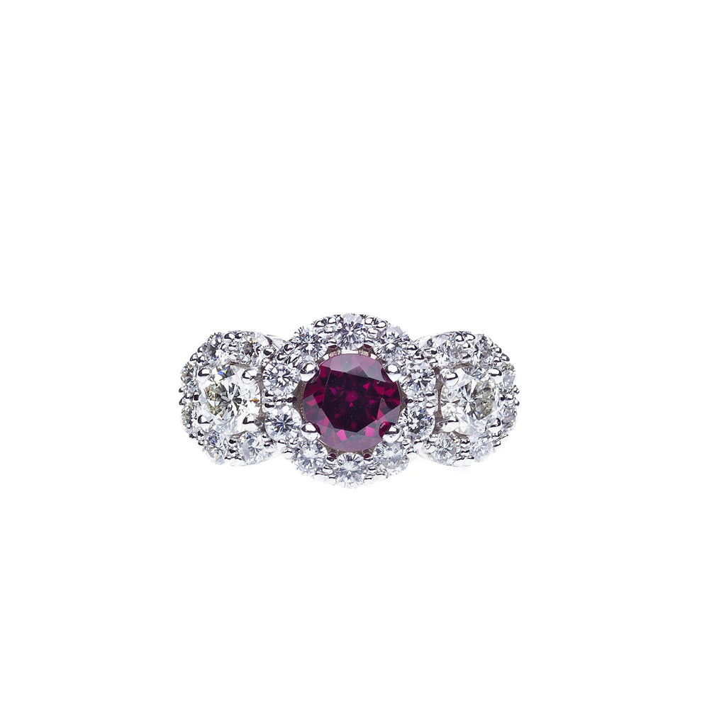 1.80ct Garnet and 3ct Diamond 14k White Gold Ring - Elite Fine Jewelers