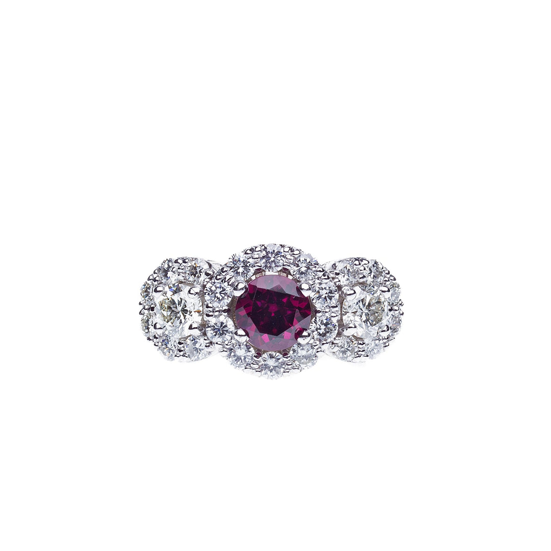 1.80ct Garnet and 3ct Diamond 14k White Gold Ring - Elite Fine Jewelers