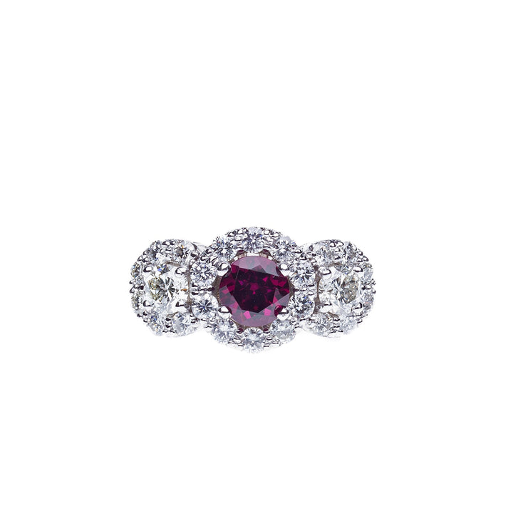 1.80ct Garnet and 3ct Diamond 14k White Gold Ring - Elite Fine Jewelers