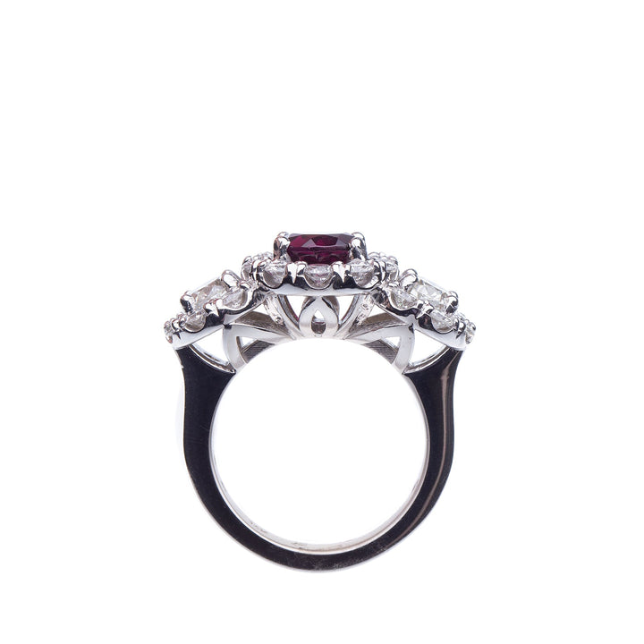 1.80ct Garnet and 3ct Diamond 14k White Gold Ring - Elite Fine Jewelers