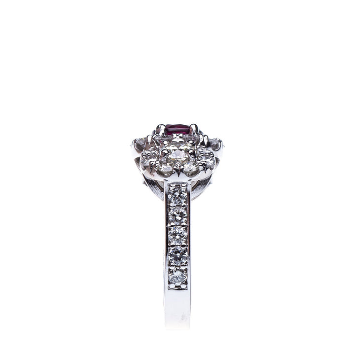 1.80ct Garnet and 3ct Diamond 14k White Gold Ring - Elite Fine Jewelers