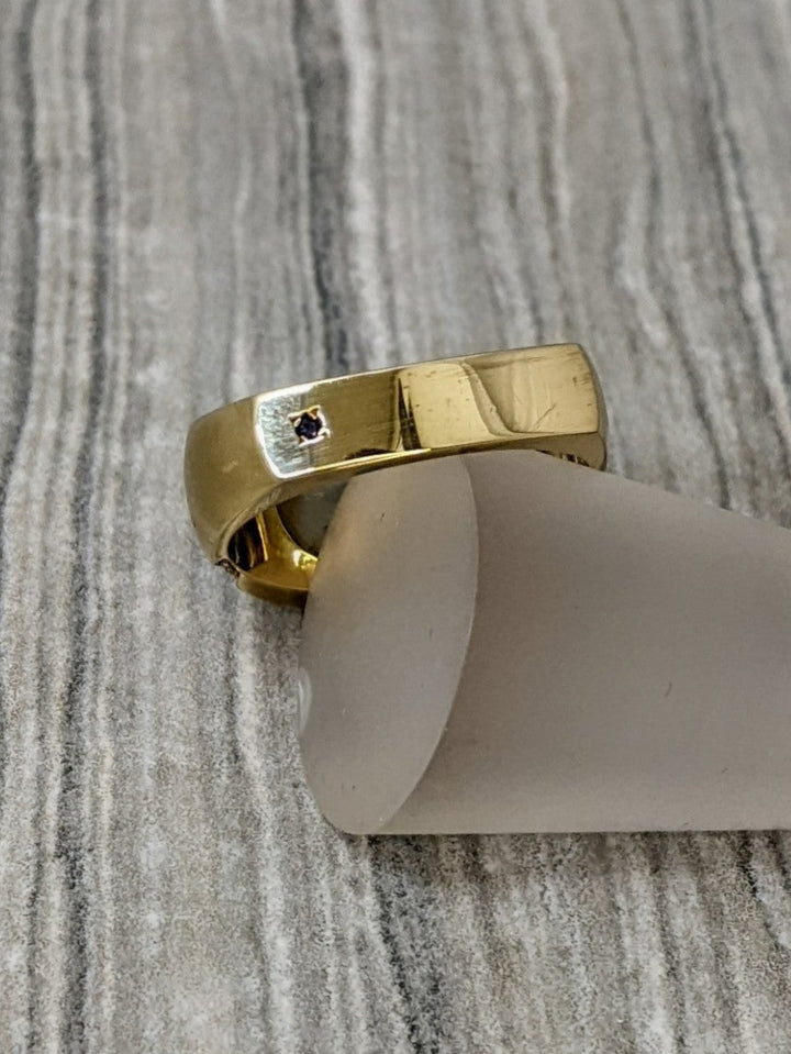 18k Yellow Gold Cat's Eye Chrysoberyl and Diamond Men’s Ring