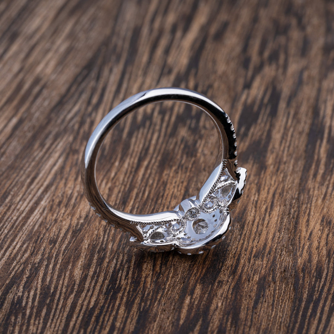 Oval Double Halo Engagement Ring 14K white gold