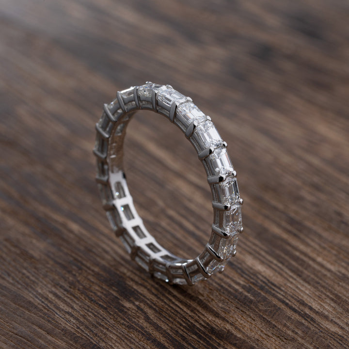 East West Emerald Cut Eternity Band