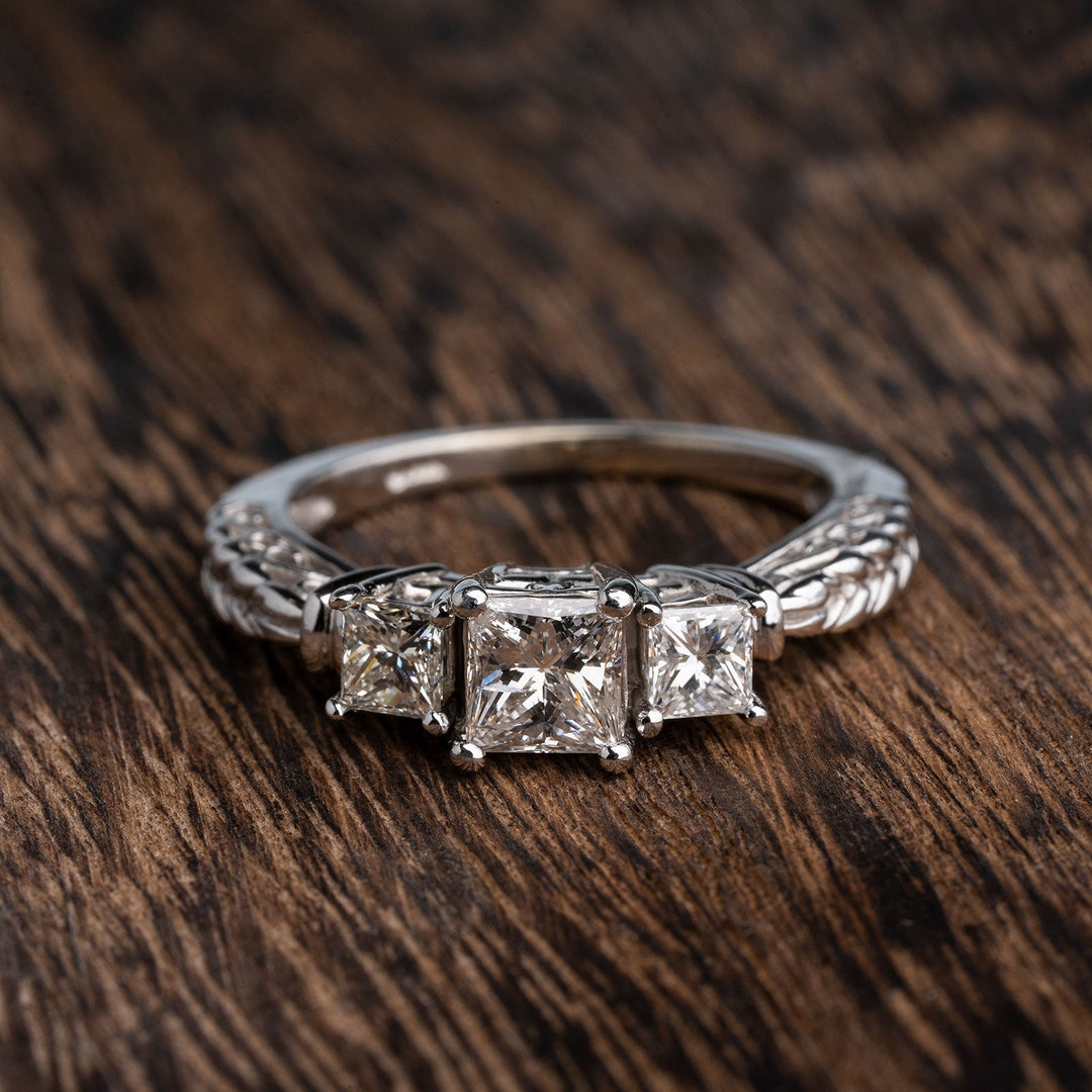Princess Cut 3 Stone Engagement Ring