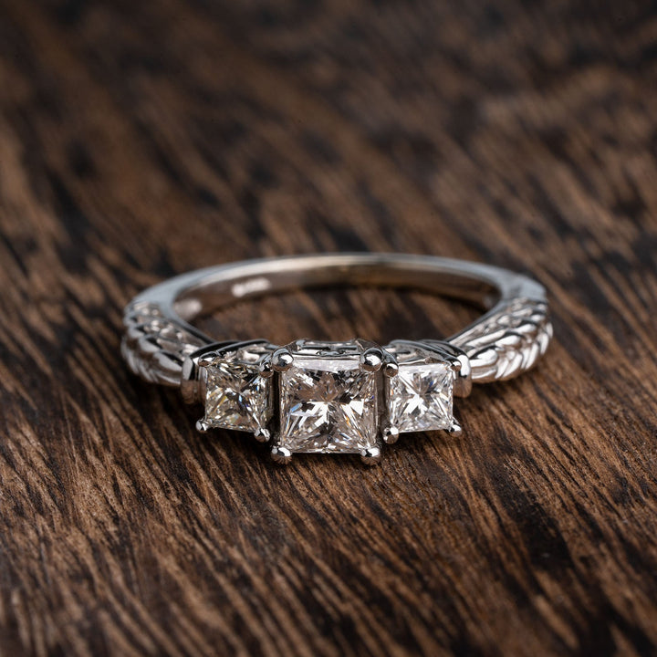 Princess Cut 3 Stone Engagement Ring
