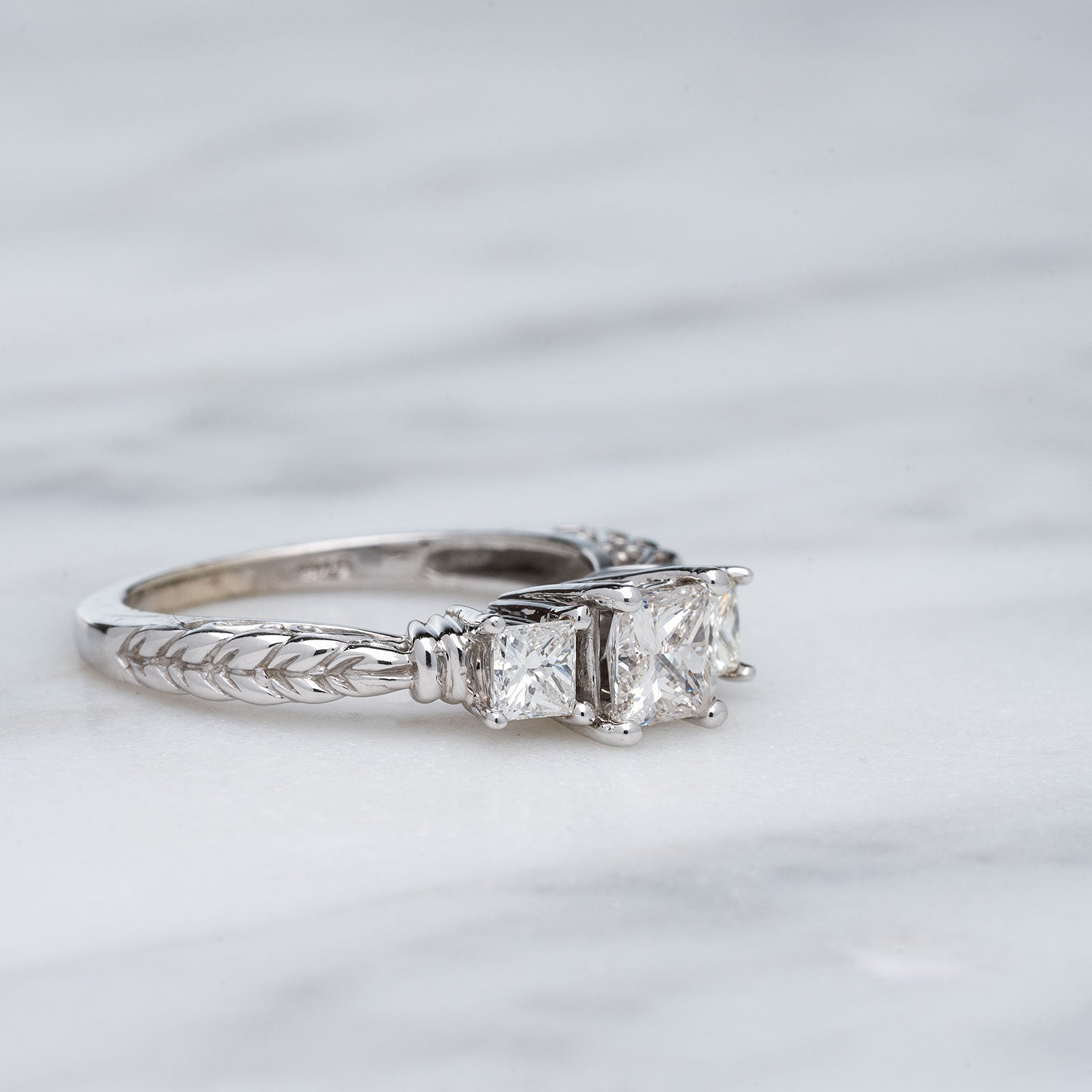 Princess-Cut Multi-Diamond Center Engagement Ring 3 ct tw 10K White Gold |  Kay