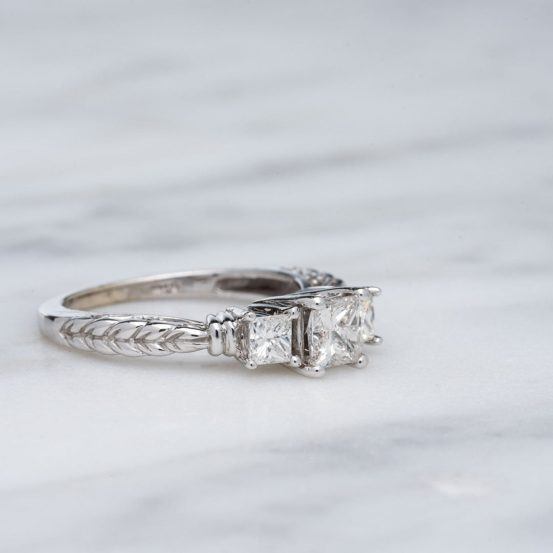 Princess Cut 3 Stone Engagement Ring