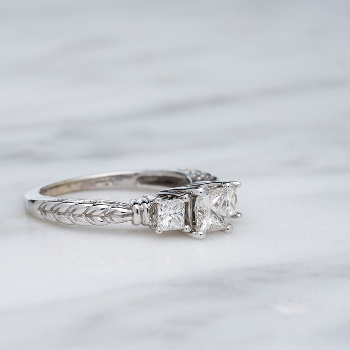 Princess Cut 3 Stone Engagement Ring