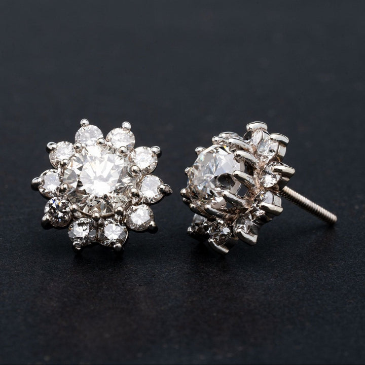 3.00 CTW Diamond Halo Stud Earrings