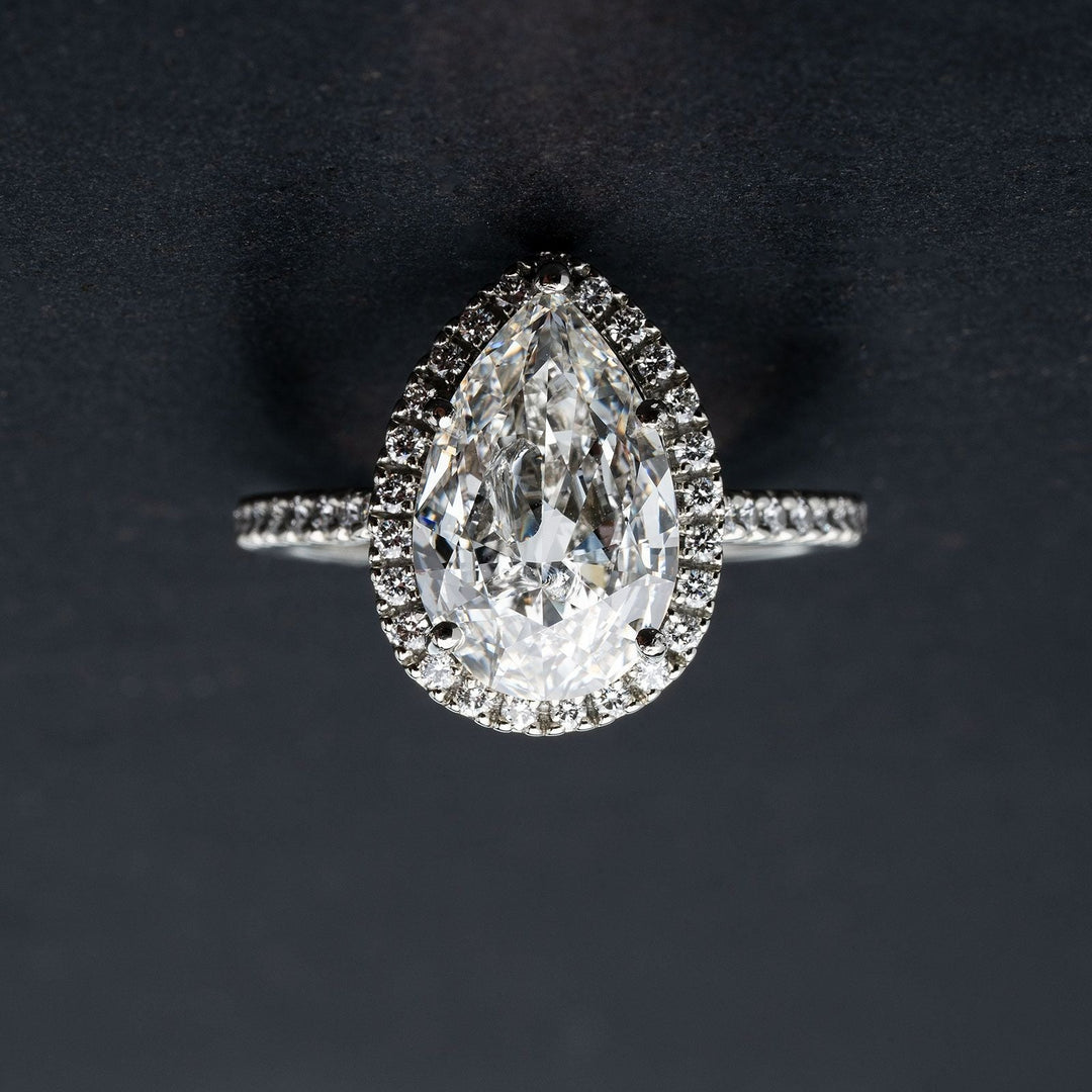 Incredible 3.01 Carat Pear Shape Diamond Engagement Ring